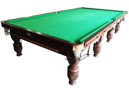 (M1195) Full-Size Mahogany Carved Turned & Fluted Leg Snooker Table by Ashcroft